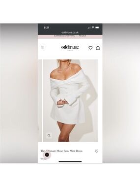 Odd Muse Draped Off-Shoulder Bow Mini Dress in White